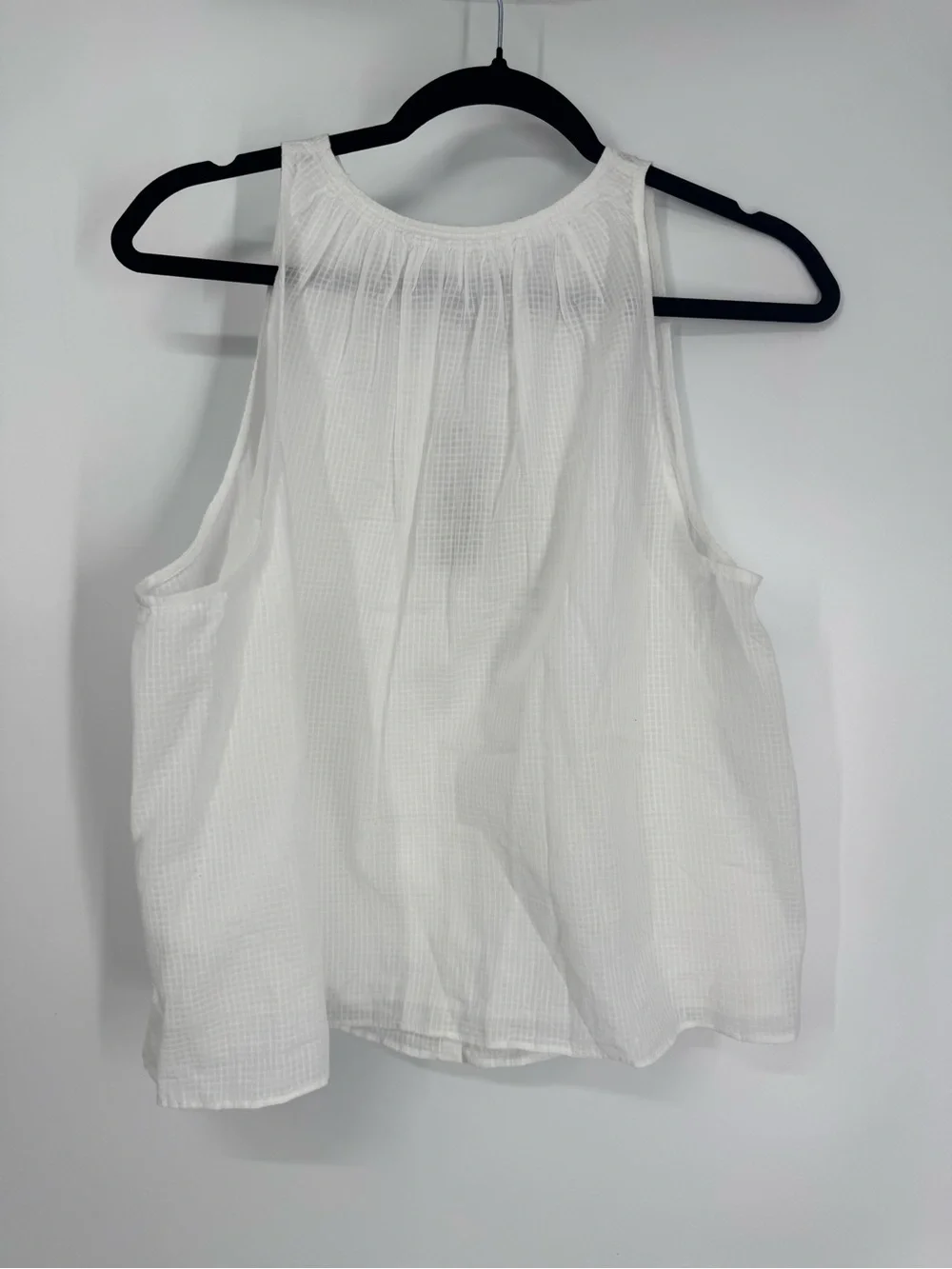 NWT J. Crew High Neck Button-up Tank Top Textured Cotton Voile White Size L